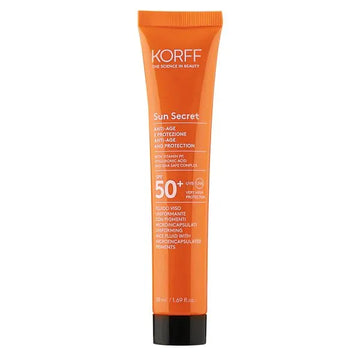 Korff Sun Secret Uniforming Face Fluid SPF50+ με μικροενκαψουλωμένες χρωστικές για ομοιόμορφο τόνο
